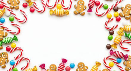 Colorful candy confetti frame border illustration vector pattern for celebration card design