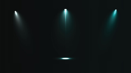 Dynamic stage spotlights creating bright light beams for events