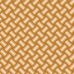 Luxurious quilted pattern of gold ribbons with a satin metallic gradient texture. An elegant woven diamond-patterned leather backdrop for wallpaper and fabric. Wrapping paper packaging. Quiet luxury