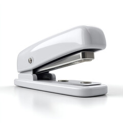 White stapler metal office supply modern design isolated on white background clean minimal functional tool equipment
