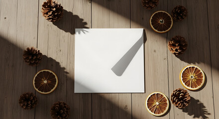 Vintage wooden table with coffee cup, scattered beans, and an antique blank recipe book