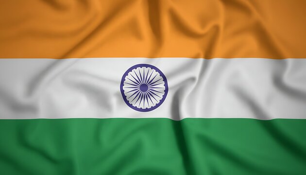 Waving indian flag national symbol of india with vibrant colors