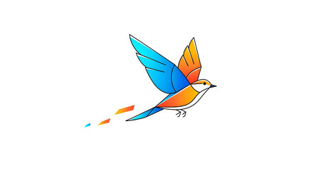 Vector illustration of a colorful abstract bird flying, a fun summer design icon