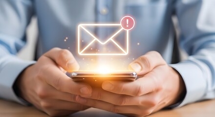 Receiving a new message notification on smartphone, digital communication alert.