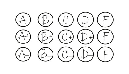 Vector Collection of Plus and Minus Report Card and Exam Result Symbols