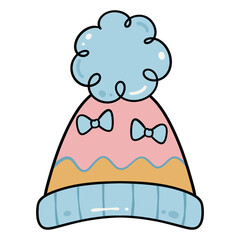 Adorable winter hat with cute bows illustration 