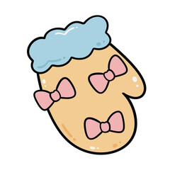 Warm mitten with cute bows illustration 