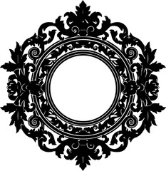 Elegant ornate black decorative frame design with intricate swirls and floral motifs, perfect for luxury invitations and classic branding. © TOP-EDGE DESIGNS