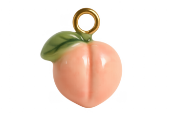 Peach fruit charm pendant with golden jump ring
