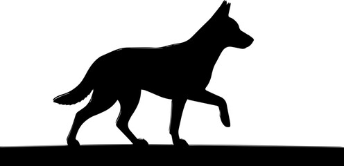 Elegant black silhouette of a dog gracefully walking, embodying loyalty and companionship for modern designs