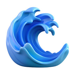 Stylized blue wave sculpture capturing the dynamic motion and power of the ocean s cresting water
