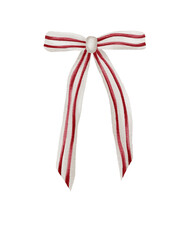 Fototapeta premium Red and White Ribbon Bow Watercolor Clipart. Hand-painted festive bow for Christmas gifts, tags, wedding decor, party invitations and holiday packaging design.