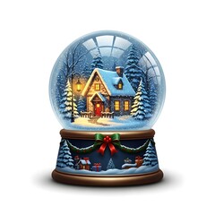 Cozy Cottage Snow Globe Illustration
