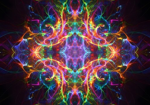 Cosmic Fractal Glow - Powered by Adobe