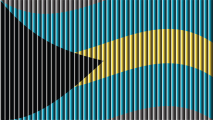 The flag of the bahamas displaying an aquamarine field with black and gold elements