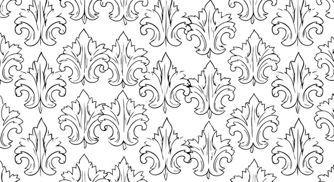 Elegant vintage floral ornamental pattern design for luxurious textile and decorative applications, classic baroque style motifs.