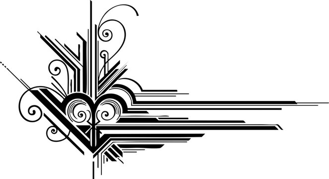 Elegant art deco flourish design element adds vintage charm and sophisticated style to creative projects and decorative layouts.