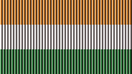 A vibrant and colorful depiction of the indian flag featuring saffron white and green stripes
