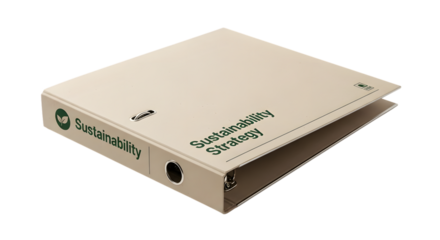Sustainability strategy binder isolated on white background for business