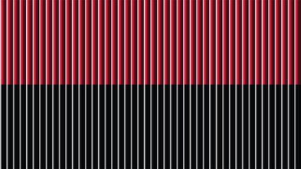 A striking visual composition of vertical red and black stripes dominating the entire frame