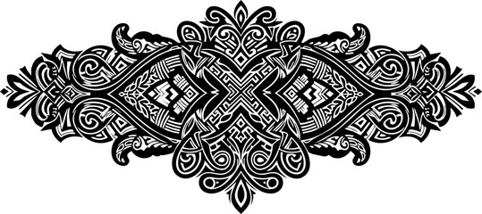 Intricate black ornate border design with symmetrical patterns and flowing lines, perfect for elegant invitations and sophisticated branding.