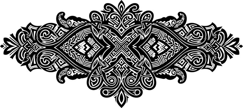 Intricate black ornate border design with symmetrical patterns and flowing lines, perfect for elegant invitations and sophisticated branding.