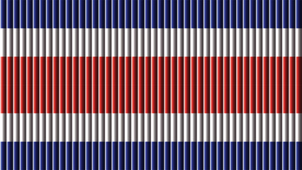 A vibrant pattern of alternating red white and blue vertical stripes creates a visually striking design