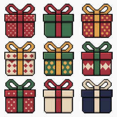  Pixel Art Festive Gift Boxes Collection