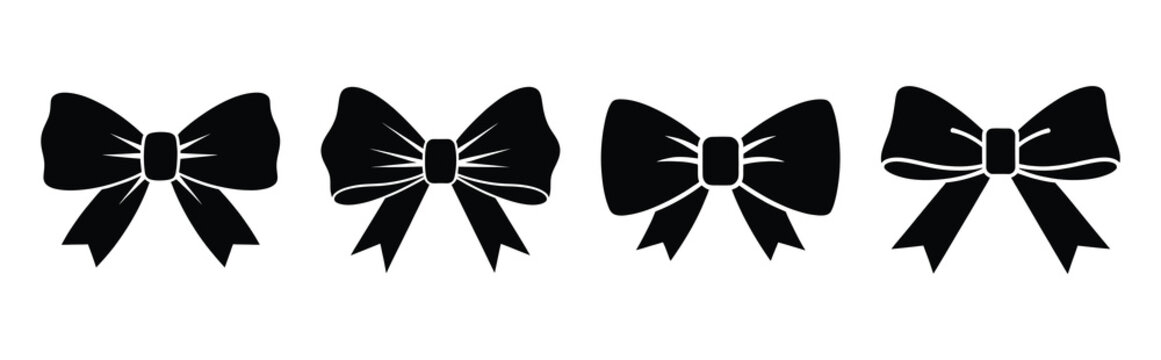 Illustration of the celebration bow simple silhouette vector icon set. happy New Year 2026 vector icons collection.