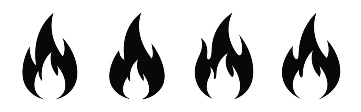 Illustration of the celebration flame simple silhouette vector icon set. happy New Year 2026 vector icons collection.