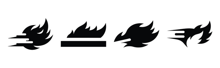 Illustration of the fire dash simple silhouette vector icon set. happy New Year 2026 vector icons collection.