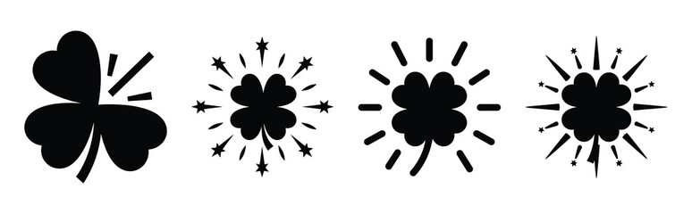 Illustration of the lucky burst simple silhouette vector icon set. happy New Year 2026 vector icons collection.