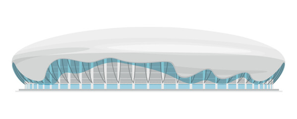 Modern sport stadium facade showcasing innovative architectural design and unique curves in a minimalist style