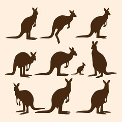 Kangaroo Silhouette Seamless Pattern Vector Design for textile and background
