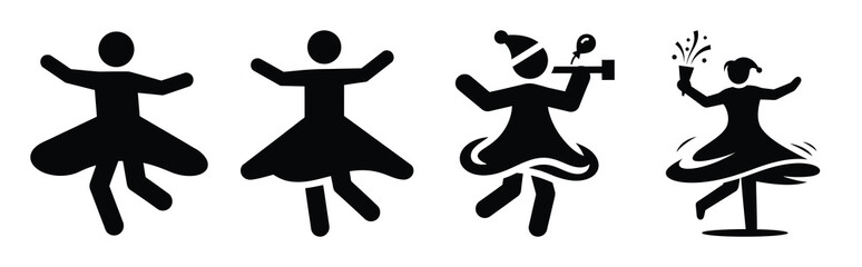 Illustration of the new year twirl simple silhouette vector icon set. happy New Year 2026 vector icons collection.