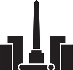 Buenos aires city skyline silhouette with obelisco landmark vector graphic illustration of famous places