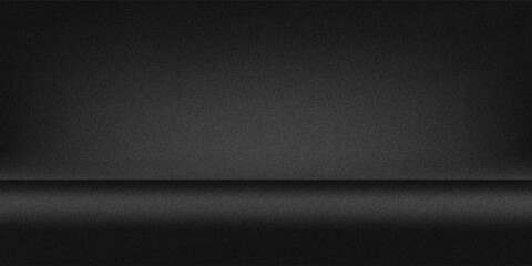 Empty black studio bg with limbo for product show. 3d render of room podium background with floor and wall. Simple scene with dark grey surface for goods presentation and black friday. 3D Illustration