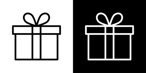 Minimal gift box icon with a clean outline style, ideal for celebrations, birthdays, sales promotions, festive events, ecommerce banners, and modern UI design.