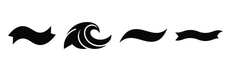 Illustration of the ribbon wave simple silhouette vector icon set. happy New Year 2026 vector icons collection.