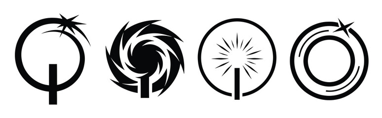 Illustration of the spark spin simple silhouette vector icon set. happy New Year 2026 vector icons collection.