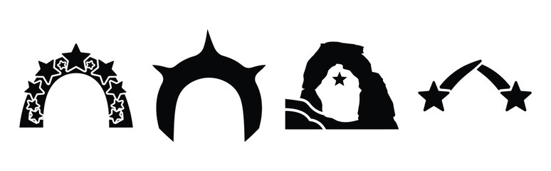 Illustration of the star arch simple silhouette vector icon set. happy New Year 2026 vector icons collection.