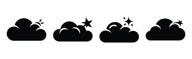 Illustration of the wish cloud simple silhouette vector icon set. happy New Year 2026 vector icons collection.