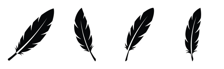 Illustration of the wish feather simple silhouette vector icon set. happy New Year 2026 vector icons collection. © SreeBinodiny