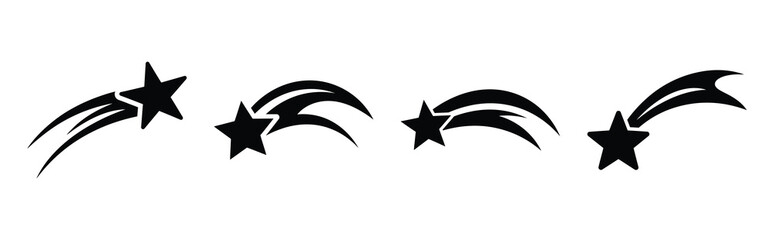 Illustration of the wish star simple silhouette vector icon set. happy New Year 2026 vector icons collection.