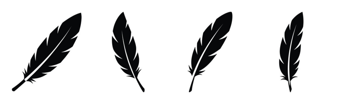 Illustration of the wish feather simple silhouette vector icon set. happy New Year 2026 vector icons collection.