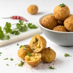 Enjoy delicious, golden-fried arancini balls with fresh herbs, a culinary delight ready to impress at your next gathering or elevate your dining experience
