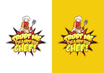 Groovy 70s Funk Flow Design Retro Bubble Lettering T-Shirt Graphic with BBQ Hot Dog Icon.