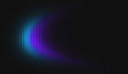 Vibrant neon gradient light wave glows in deep darkness, creating a futuristic abstract mood. Soft cyan and purple illumination forms a smooth curved beam. Modern digital backdrop for tech or creative