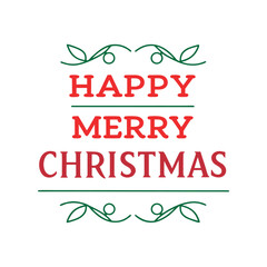 Festive Happy Merry Christmas Greetings with Decorative Green Flourishes Ideal for Holiday Cards and Invitations