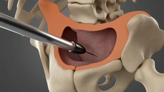 3D Visualization of Bone Marrow Biopsy Needle Insertion into Pelvis